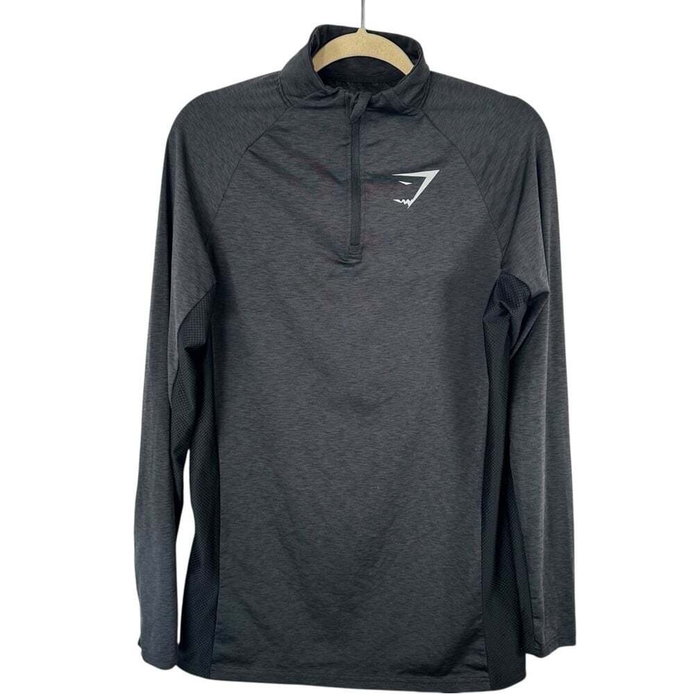 Gymshark Mens Pullover L Dry 14 Zip Black Long Sleeve Lightweight Athletic Top
